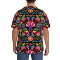 thumbnail image 3 of Fotbe Colorful Floral Embroidery Mexican Camisa Estampada de Manga Corta para Hombre, Casual de Verano, Estilo Playero, Sin Arrugas-Large, 3 of 5