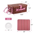 thumbnail image 3 of Canasta de picnic HYBDAMAI de mimbre para 4 personas con manta y nevera rosa, 3 of 8