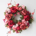 thumbnail image 4 of Corona de imitación de peonía de tela de seda, decoración de puerta, anillo de puerta, flor de seda, flor de imitación, decoración de pared, 4 of 7
