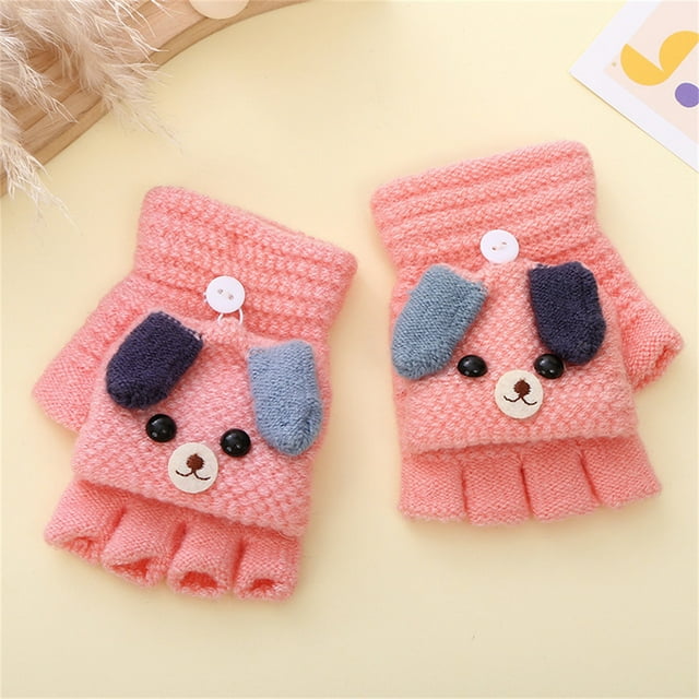 Xihbxyly Guantes de Invierno Convertibles, Diseño de Punto Sin Dedos, Forro Polar Cálido, Tejido Suave y Elástico, Ideales para Actividades Al Aire Libre En Invierno, Mitones Versátiles, para Niños y