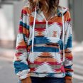 thumbnail image 2 of Moda mujer manga larga otoño camiseta impresión bolsillos con capucha blusa Tops Pompotops FGAJ22891, 2 of 6
