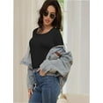 thumbnail image 2 of Womens Long Sleeve T Shirt Scoop Neck Shirts Skinny Fitted Casual Basic Tops, 2 of 5