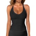 thumbnail image 3 of Workout Tops for Women Racerback Basic Tank Summer Camisole V Neck Slim Fit Ribbed Sleeveless Black S, 3 of 10