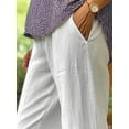 thumbnail image 3 of Frontwalk Cotton Casual Pants for Women Elastic Waist Wide Leg Pants Comfy Straight Leg Pants White XL, 3 of 5