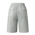 thumbnail image 5 of HOOMEUMY Men's Summer Linen Cotton Shorts Drawstring Elastic Waist Solid Color Loose Fit Beach Shorts with Pockets Gray M, 5 of 8