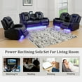 thumbnail image 6 of PonLiving Leather Power Recliner Sofa Set LED Lights USB Chargers Black Leather Living Room Furniture Set SOFA+LOVESEAT, 6 of 6