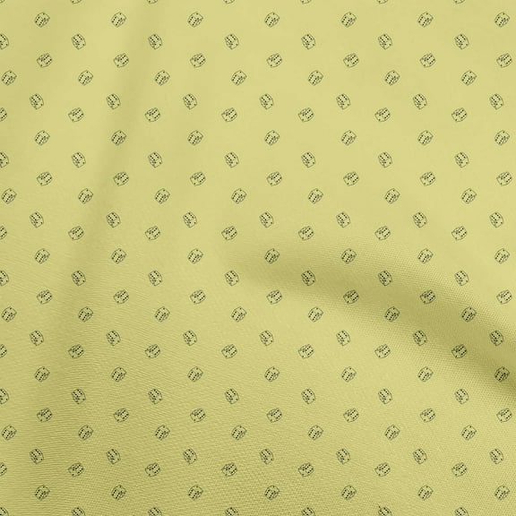 oneOone Silk Tabby Yellow Fabric Retro Dice Dress Material Fabric Print Fabric By The Yard 42 Inch Wide