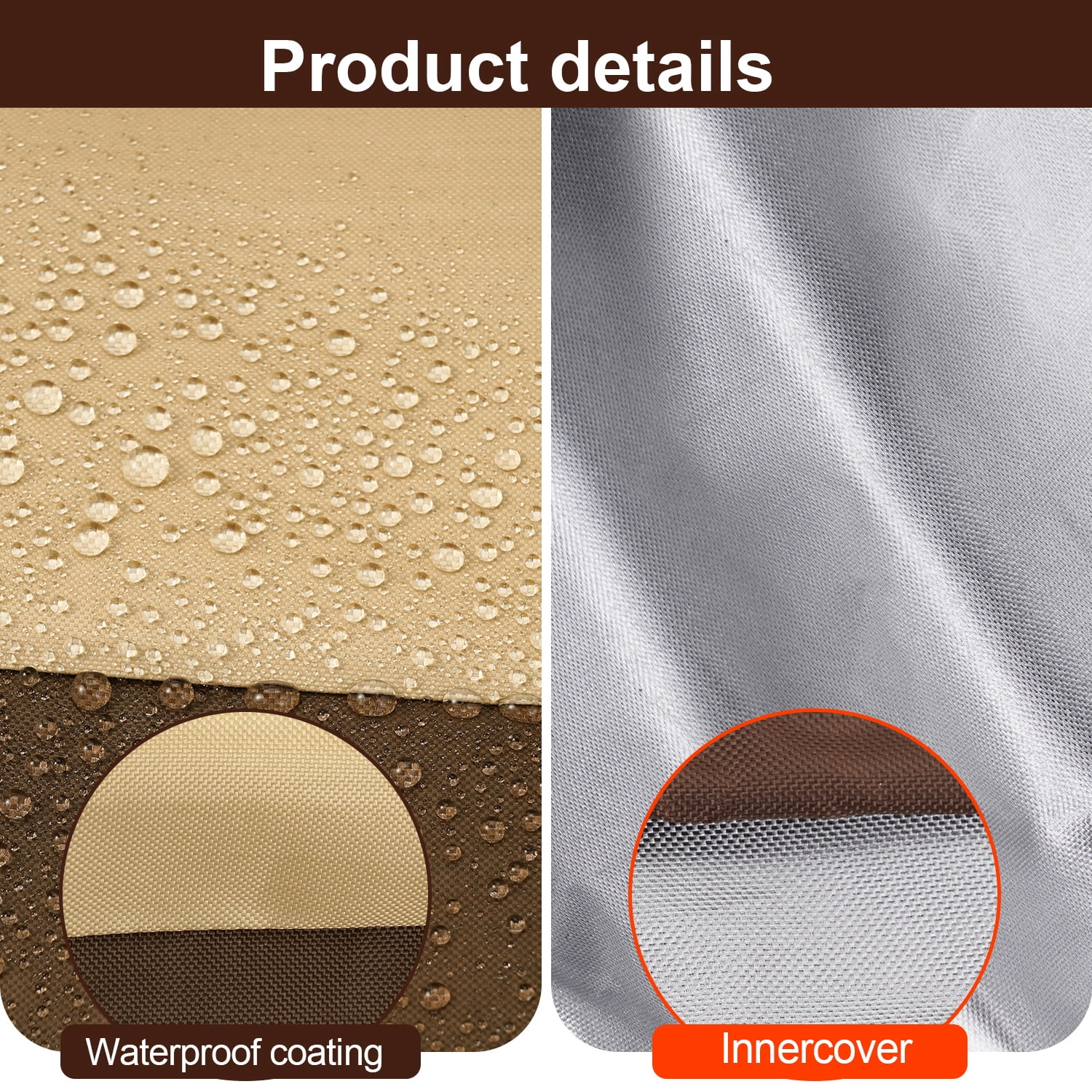 Vorfor 2Pcs Outdoor Furniture Cover, 420D Waterproof Dustproof UV-Resistant Patio Adirondack Chair Cover for Rocking Chair, 32"L x 34"D x 36"H, Beige