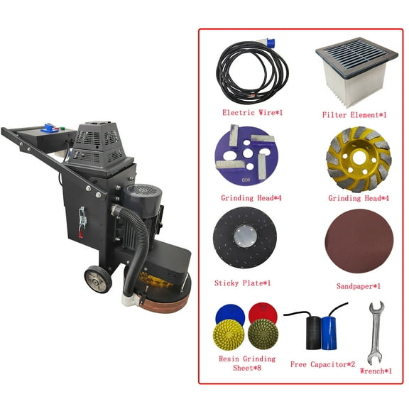 Hand-push Concrete Floor Grinder Cement Ground Grinder Old Ground Refurbishment Built-in fan 220V