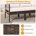 thumbnail image 4 of 7 Piece Patio Furniture Set, PE Rattan Outdoor Conversation Set with Sectional Sofa, Acacia Wood Tabletop, Cushions and Pillows for Backyard, Porch, Balcony, Deck, 4 of 8