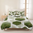 thumbnail image 3 of King Quilt Set 96''x106'', Sage Green Marble Lightweight Bedspread Coverlet Set with 2 Pillow Shams, Gold White Geometric Hexagon Modern Breathable All Season Quilt Bedding for Bedroom/Guest Room, 3 of 9