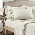 thumbnail image 3 of Ruffle Bed Sheet Set 6 Piece - 12 Inch Deep Pocket - 400 Thread Count - 100% Egyptian Cotton - Super Comfy, Extra Soft and Luxury - Ivory Solid, Olympic Queen Size., 3 of 6