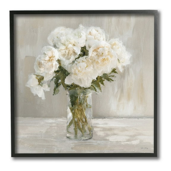 Stupell Industries Fluffy White Flowers Botanical & Floral Painting Black Framed Art Print Wall Art, 12 x 12