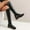Black, variant on Bnwani Low Heel Boots for Women Winter Fashion Toe Zipper Thick Chunky High Knee-High Casual Solid Boot Black Size 5