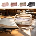 thumbnail image 6 of Lzobxe Pencil Pouch with Zipper, Multiple Compartment and Pockets Pencil Case with Handle, Extra Large Pens Organizer for College, Office, Dorm, 6 of 9