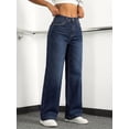thumbnail image 4 of EMMIOL Women's Wide Leg Baggy Jeans Mid Rise Butt Lifting Stretchy Denim Pants Back Patchwork Boyfriend Jeans, 4 of 6