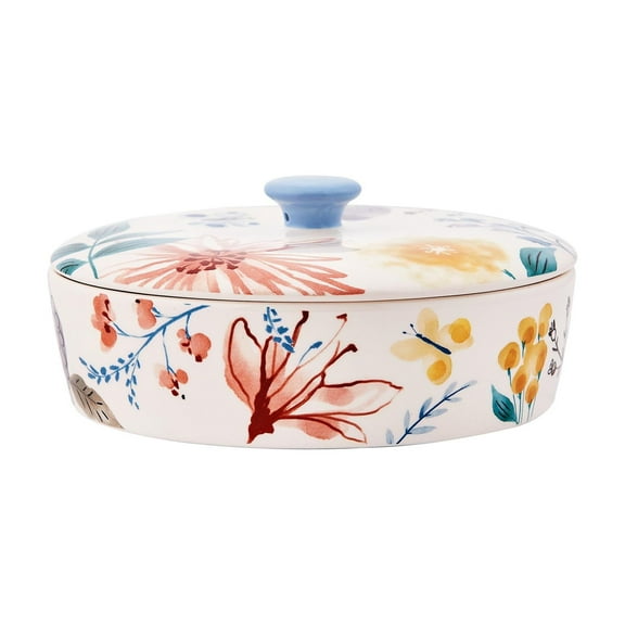 Bico Blossom Symphony Ceramic 8.8 inch Tortilla Warmer, Tortilla Server with Lid, Taco Holder for Mexican Fiesta Party, Taco Tuesday, Microwave and Dishwasher Safe