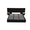 thumbnail image 4 of Bed Frame King Size Storage Velvet Upholstered Hydraulic Platform Bed with 2 Shelves, 2 Reading Lamps and USB Port, Black,Platform Bed Frame, 4 of 4