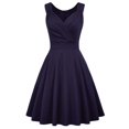 thumbnail image 2 of Laqbezok Women's Retro Cocktail Dress, Elegant V-Neck Crossover Sleeveless Party Gown, Classic Fit and Flare A-Line Mini Wedding Guest Dress, 2 of 5