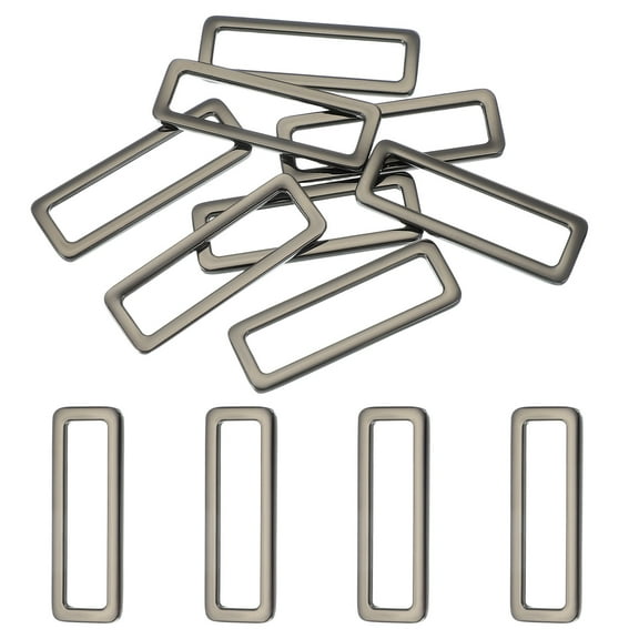 8pcs Metal Flat Rectangle Ring, 50mm(2inch) Metal Rectangular Buckle Rings Square Strap Webbing Loop for Bag Belt Purse DIY Craft, Gun Black