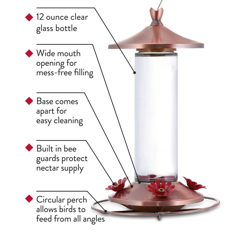 Perky-Pet 12 oz Elegant Copper Glass Hummingbird Feeder Perky-Pet 12 oz Elegant Copper Glass Hummingbird Feeder
