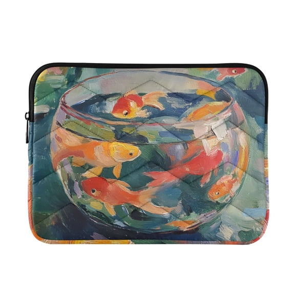 FORMRS 13"-13.3" Laptop Sleeve Protective Case Soft Carrying Quilted Computer Bag Cover, Green Goldfish