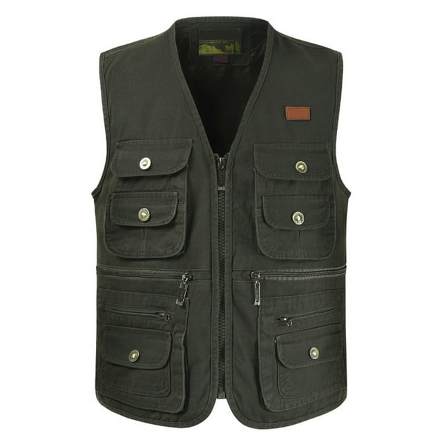 Camera Vest, Cargo Vest Cotton Exquisite Color for Camping Brown,OD Green,Green,Beige