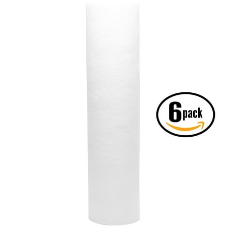 6-Pack Replacement MaxWater 102071 Polypropylene Sediment Filter - Universal 10-inch 5-Micron Cartridge for MaxWater Four Stages 10