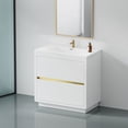 thumbnail image 4 of 36-inch Glossy White Vanity with Stone Resin Sink and U - shape Drain for Efficient Bathroom Use, 4 of 7