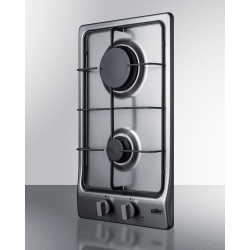 12" Wide 2-Burner Gas Cooktop, Stainless Steel
