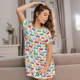 thumbnail image 3 of Balery Colorful Bus Camisón de manga corta con cuello redondo para mujer, cómodo y elegante., 3 of 6