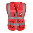thumbnail image 1 of TOPTIE 10 Pockets High Visibility Safety Vest, Reflective Trim Safety Vest-Red-XL, 1 of 7