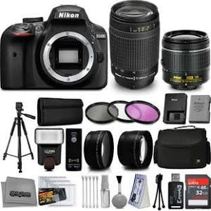 Nikon D3400 Digital SLR Camera & 18-55mm VR & 70-300mm DX AF-P 