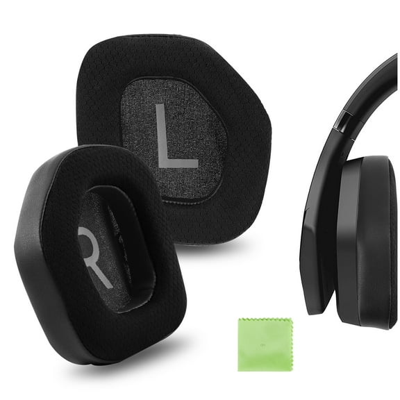 Geekria Comfort Mesh Fabric Replacement Ear Pads for Alienware AW988 Headphones Ear Cushions, Repair Parts (Black)