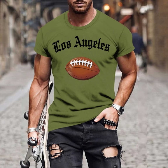 Blczomt Vintage T Shirt Men Green Oversized Short Sleeve T Shirts Los Angeles California Casual Classic Tees Men