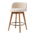 thumbnail image 3 of EYYTHUNG Adult Low Back Swivel Bar Stools Swivel Barstools Chenille Fabric Upholstered Set of 2, Beige, 3 of 9