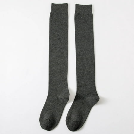 

Women Winter Thickening Warm Medium Length Over Knee Socks Keep Warm Sock High The Knee Lightweight Cotton Socks Grey