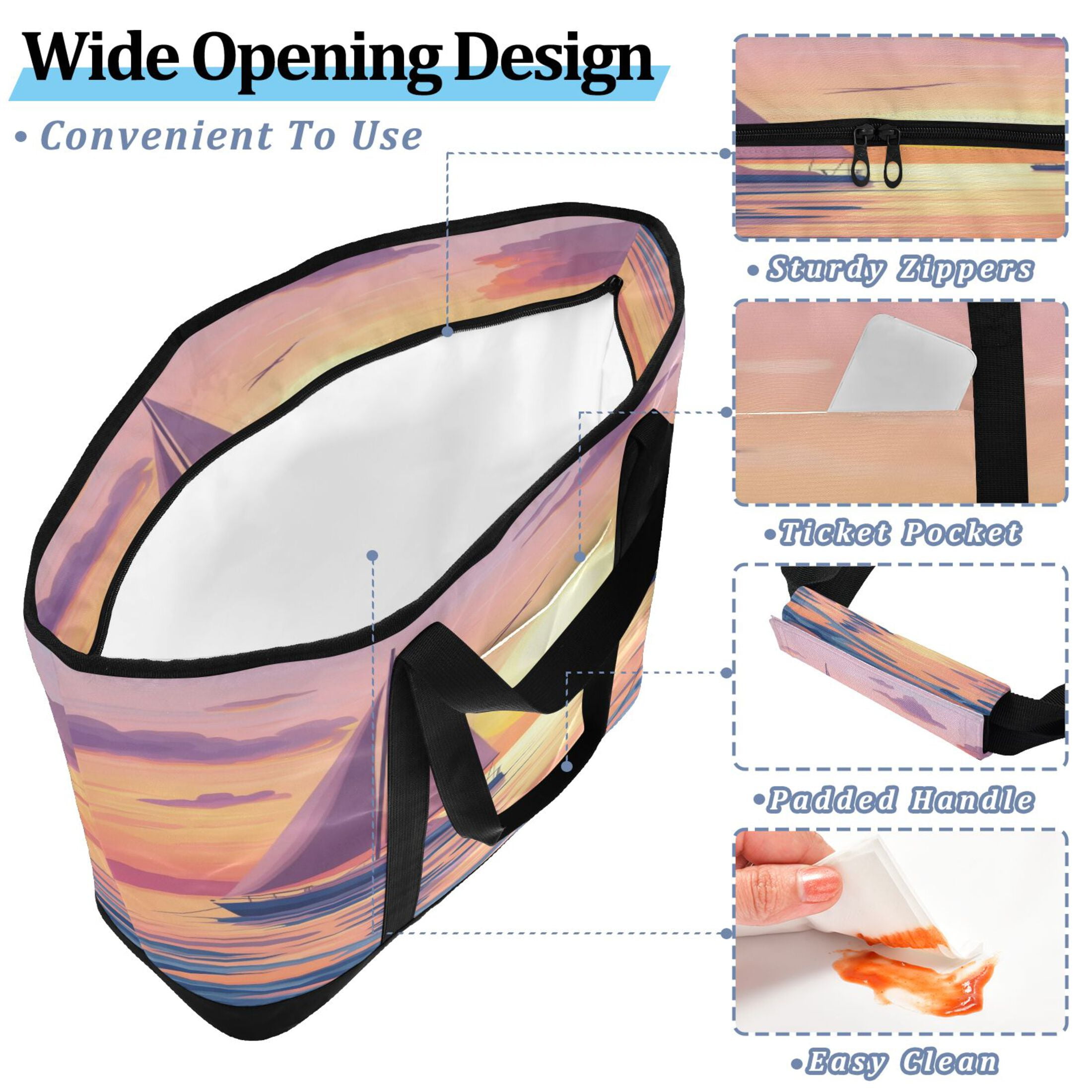 Large Hand-held Ice Pack Picnic Bag Insulation and Refrigeration Suitable for Shopping Picnics and Camping Boat Sunset
