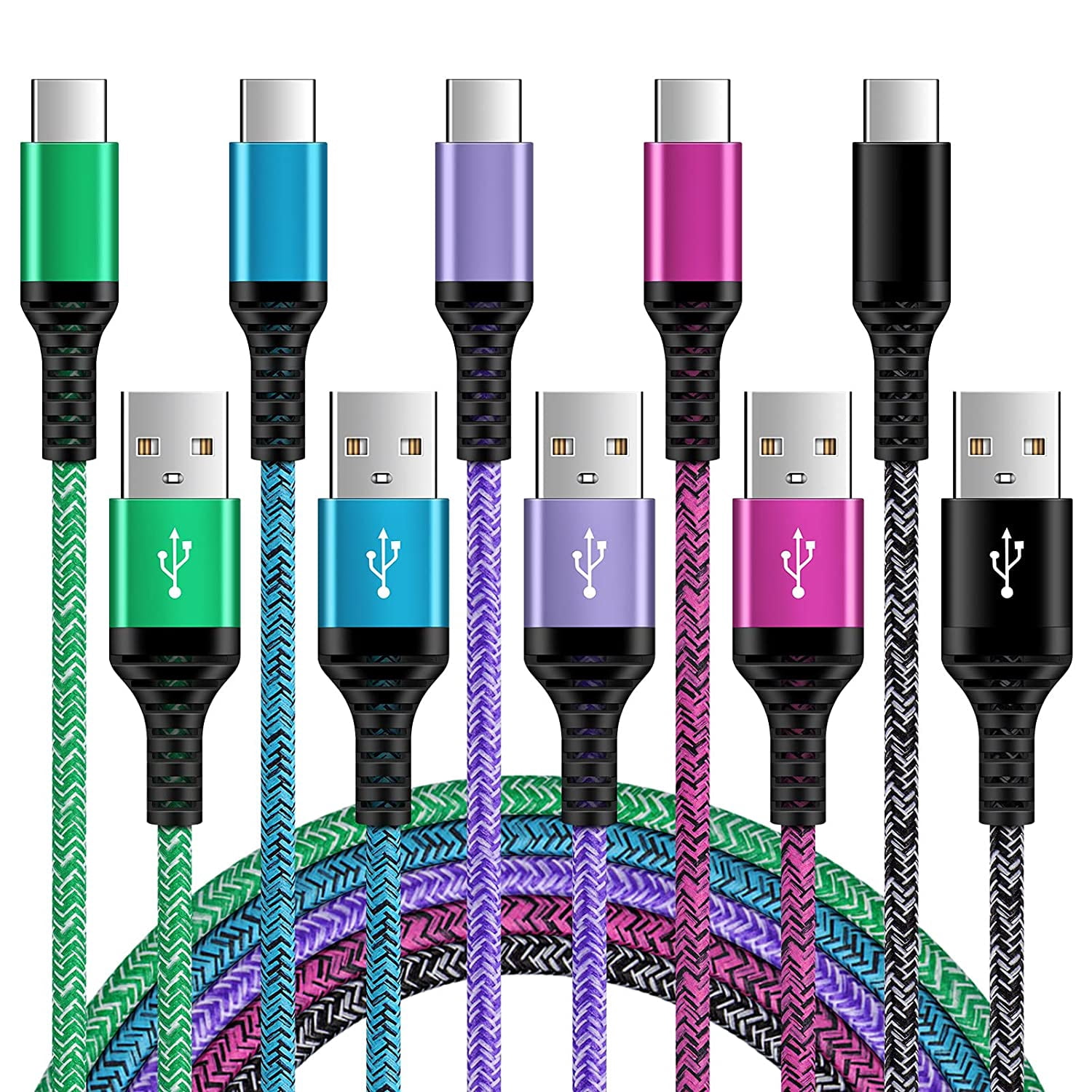 RGHJAR-USB to C Cable Fast Charging for iPhone 17e 17 Pro Max Air 16e 16 Pro Max 16 Pro 15 Plus 15,3.1A USB Type C Cord Android Phone Charger 5Pack 6FT for Samsung Galaxy S26 A17 S25 S24 A56 A36 A16