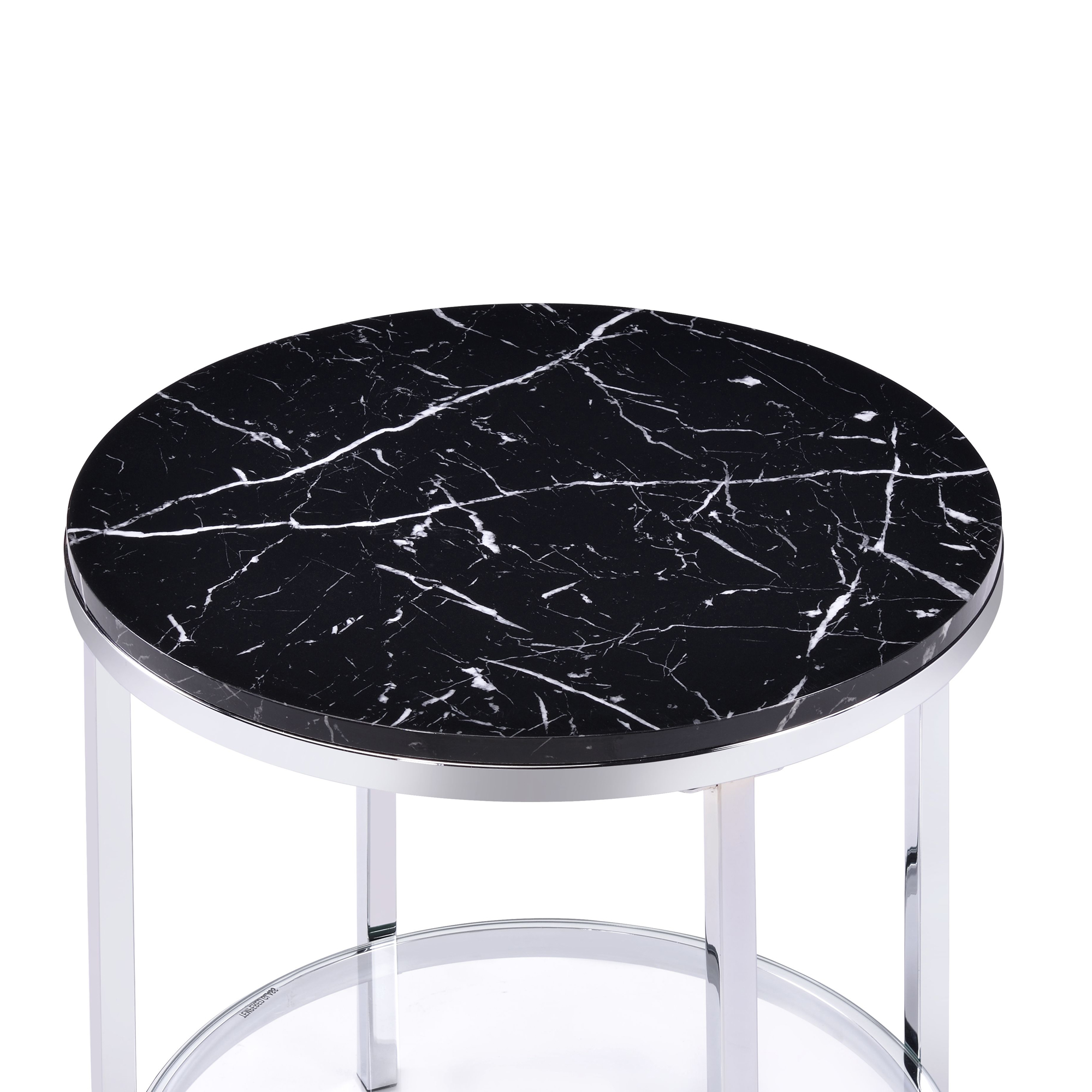 ACME Virlana Round End Table in Black and Chrome - image 3 of 5