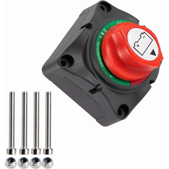 Car Battery Disconnect Switch, Heavy Duty Vehicle Power Cut Master Automotive Shut Off Isolator Ignition Protected Accessories, Universal for Truck ATV RV -