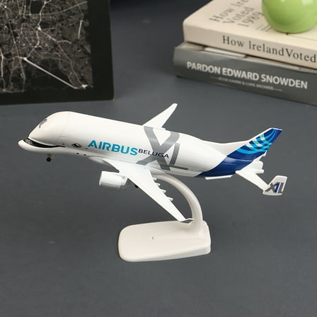 20cm White Whale Transport Aircraft A300-600 Beluga Airlines Model Aircraft Transport Beluga Alloy Casting Airplane Toy Model