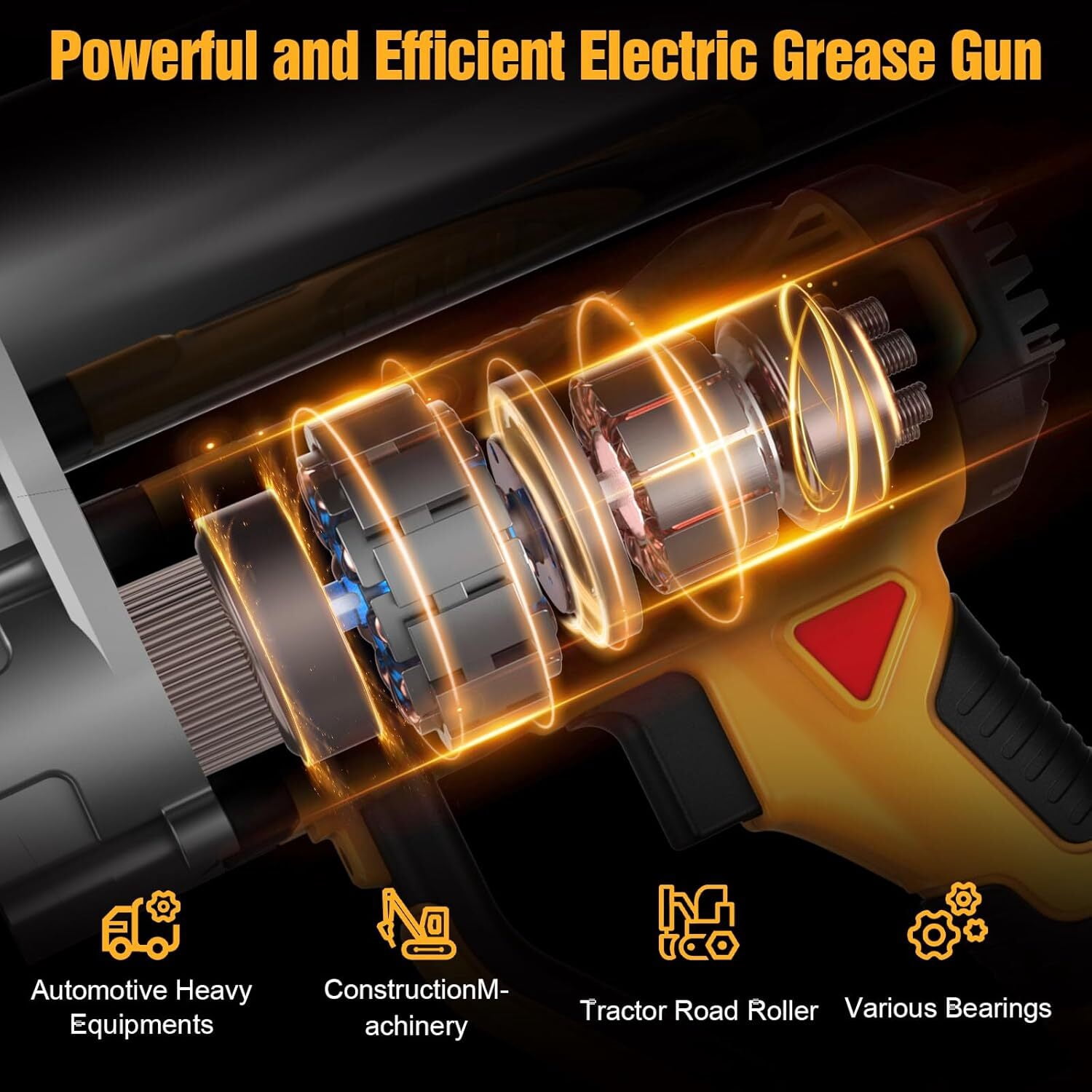 TaskStar 12,000 PSI Electric Grease Gun, Powerful Grease Gun Kit 6 oz/min Flow Rate  Battery Power Grease Gun, Cordless Grease Gun with 2*4000 mAh Batteries