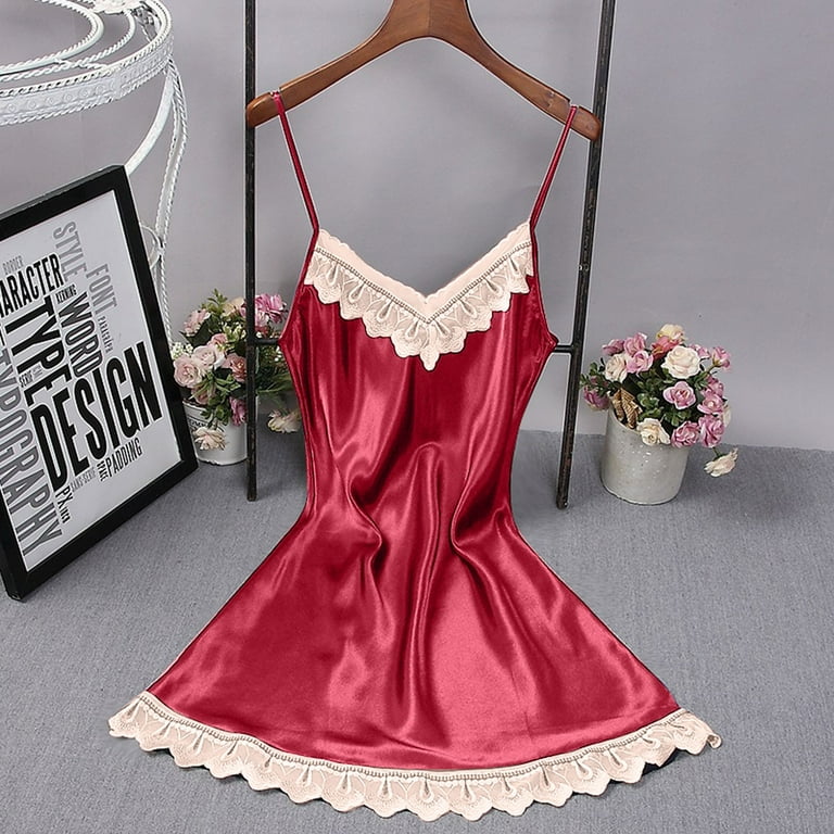 Women Lingerie V Neck Nightwear Sleepwear Lace Chemise Mini Teddy