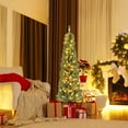thumbnail image 4 of Costway Árbol de Navidad tipo lápiz de 150 cm con 295 puntas de ramas de alambre con memoria 110 luces LED para el hogar, 4 of 5