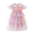 thumbnail image 2 of Fozruso Vintage Girls Dress Toddler Girls Fly Sleeve Star Moon Sequin Dress Rainbow Tie Dye Dance Party Ruffles Dresses Clothes Sizes 2-3 Years, 2 of 5