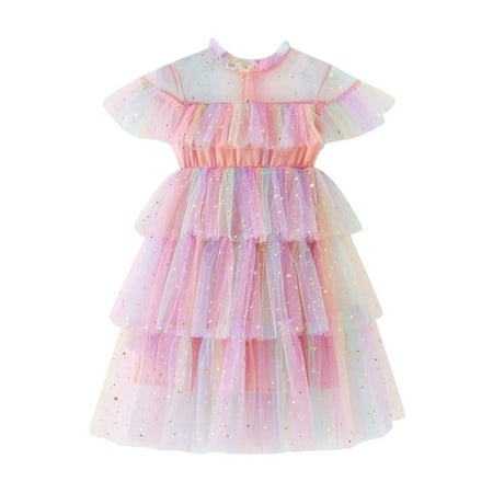 

Pedort Flower Girl Dresses For Wedding Toddler Girls Bohemian Dresses Floral Sleeveless Rainbow Beach Sundress Pink 100
