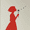 Red Silhouette Girl Blowing Dandelion, variant on Qisvanset Rooster Decorative Canvas Wall Art 15.75x11.81 INCHES