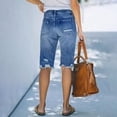 thumbnail image 5 of Women's Ripped Mid-Rise Denim Bermuda Shorts Frayed Raw Hem Stretch Jean Shorts,XL, 5 of 7