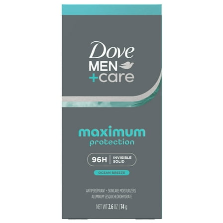 Dove Men Care Invisible Solid Stick Maximum Protection Ocean Breeze 96-Hour Sweat Defense, 2.6 oz